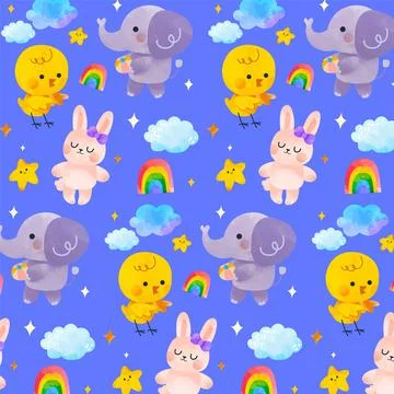 Childlike animals pattern illustration Stock Illustration