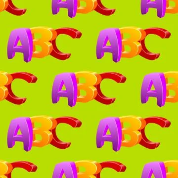 Childlike doodle ABC seamless pattern, flat design Stock Illustration