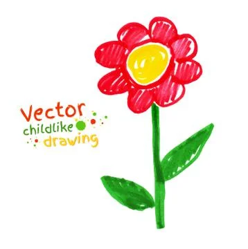 Childlike drawing of flower Stock Illustration