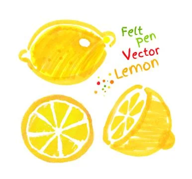 Childlike drawing of lemon Stock Illustration