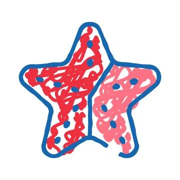 Childlike drawing of a star shape scribbling fun Stock Illustration