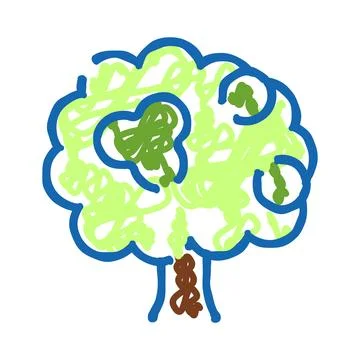 Childlike drawing of a vibrant green tree Stock-Illustration