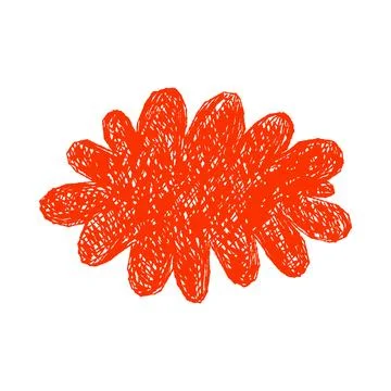 Childlike Red Paint Scribble Isolated Art 스톡 일러스트