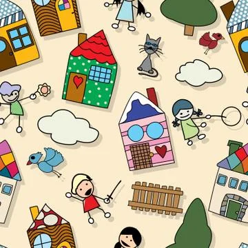 Childlike seamless pattern Stock Illustration