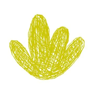 Childlike Yellow Scribble Handprint Isolated Art Stock Illustration