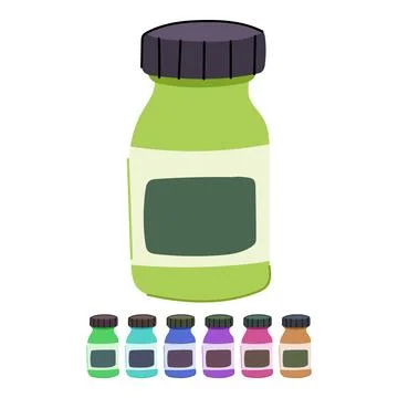 Childproof pill bottle vector cartoon graphic Stock Illustration