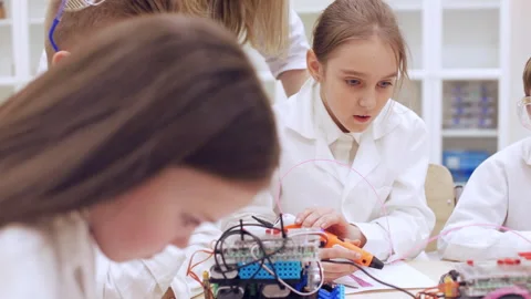 Children with 3D printing pen study modern technology Stock Footage 88950117