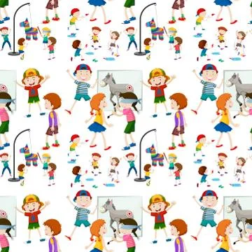 Children activity seamless pattern Stock Illustration