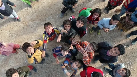 Children affected by the Syrian war Video stock 125764932