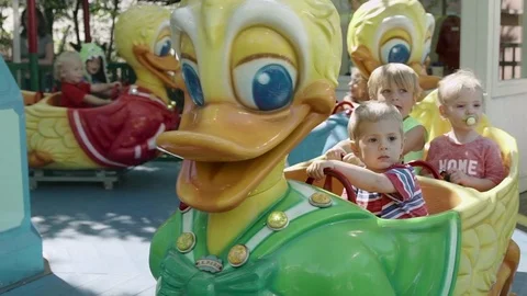 Children in the Amusement Park Stock Footage 76492844