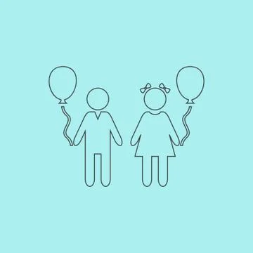 Children and Balloon Stock Illustration