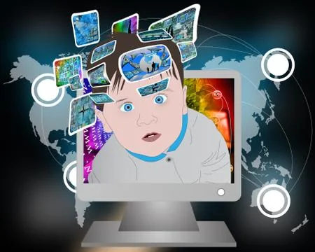 Children and high technology Illustrazione stock