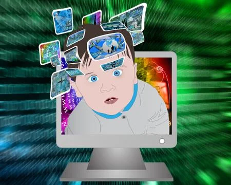 Children and high technology Illustrazione stock
