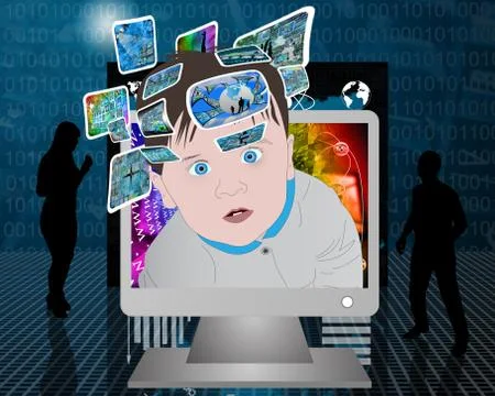 Children and high technology Illustrazione stock
