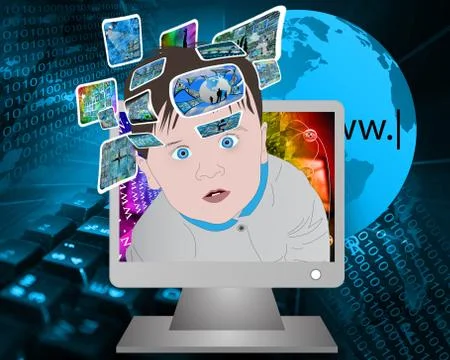 Children and high technology Illustrazione stock