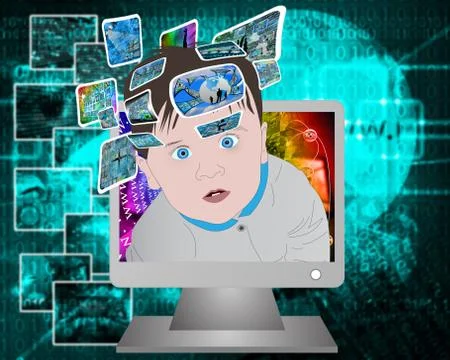 Children and high technology Illustrazione stock