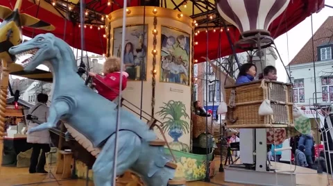 Children on an antique carousel Video stock 63078248