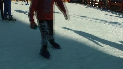 Children are ice skating. 스톡 동영상 58861692