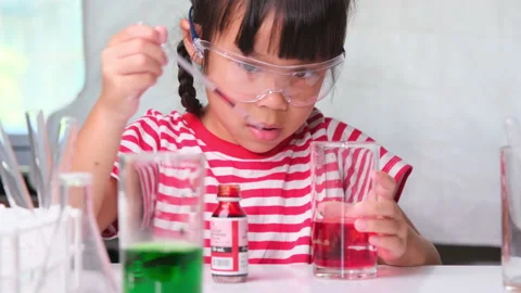 Children are learning and doing science experiments in the classroom.  Stock Footage 196276258