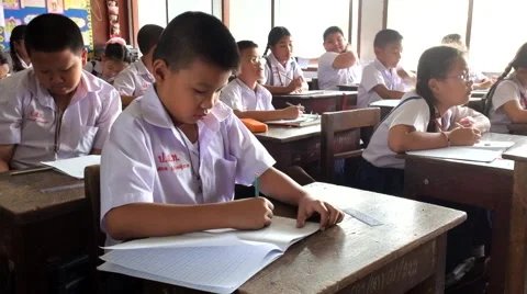 Children are learning Thailand Stock Footage 47122997