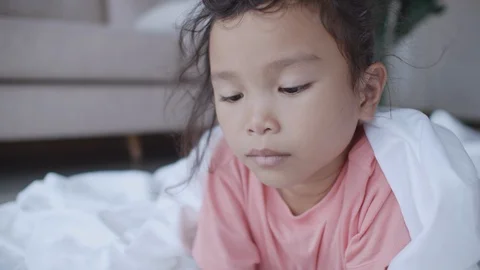 Children are learning by themselves through online media. Stock Footage 111401877