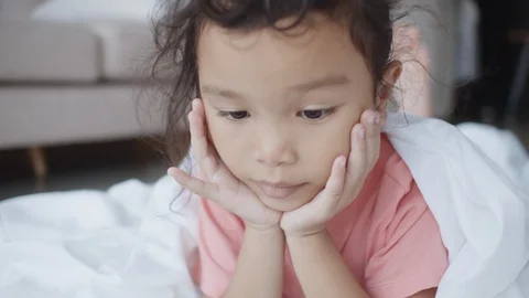 Children are learning by themselves through online media. Stock Footage 111422901