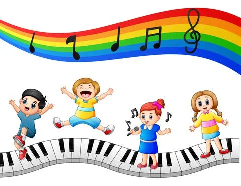 Children are playing together with notes Ilustração Stock