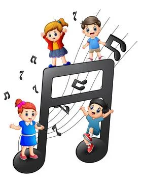 Children are playing together with notes Stock Illustration
