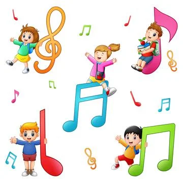Children are playing together with notes Stock Illustration