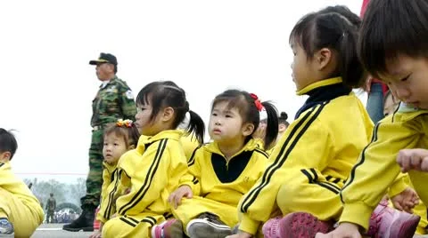 Children in army camp Video stock 8926180