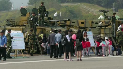 Children in army camp Video stock 8928197