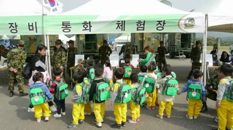 Children in army camp Video stock 8928204