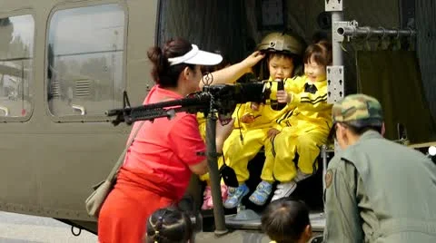 Children in an army helicopter Video stock 8926186