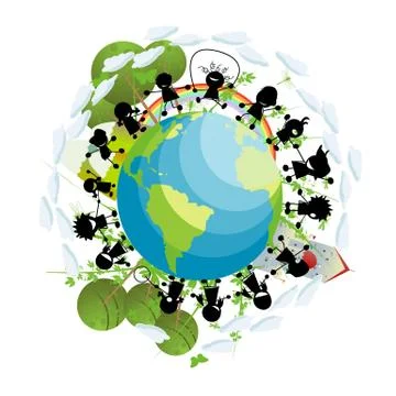 Children around the globe Stock Illustration