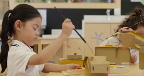Children in art class,4K Stock Footage 146865145