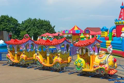 Children attraction train. Stock Photos