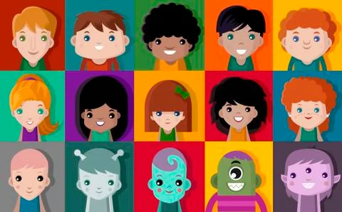 Children avatars 스톡 일러스트