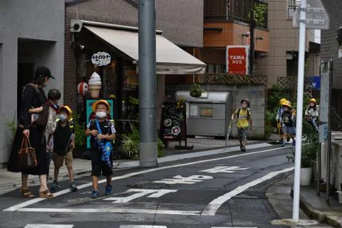 The children back to school after the lockdown 2020 in Tokyo Japan Stock Photos