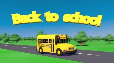Children back to school In Yellow School Bus Stock Footage 64155301