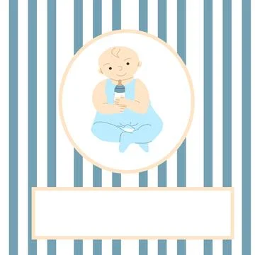 Children background with a small boy in blue color Ilustración de archivo