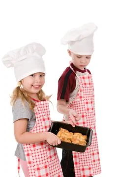 Children with baking Stock Photos