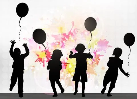 Children with balloons Illustrazione stock