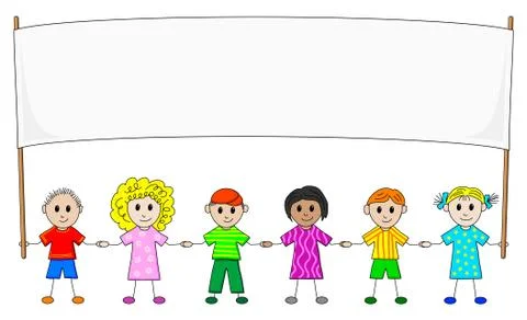 Children with banner Stock Illustration
