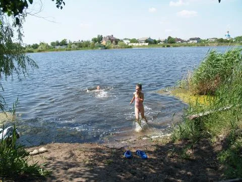 Children bathe in the river Stock Photos