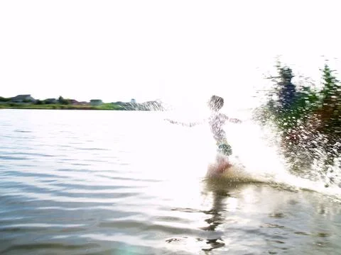 Children bathe in the river Stock Photos