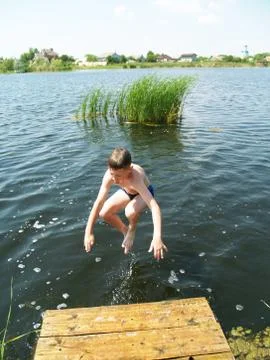 Children bathe in the river Stock Photos