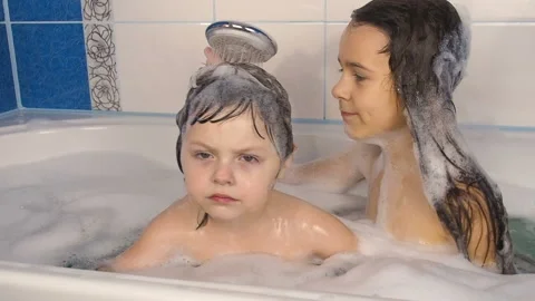 Children in the bathroom. | Stock Video