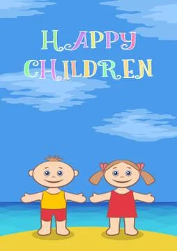 Children on beach Illustrazione stock