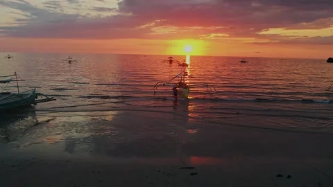 Children on the beach sunset Video stock 242283966