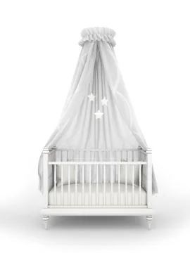 Children bed isolated on white background 3D rendering Stock Illustration